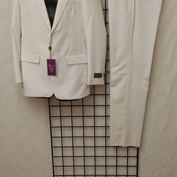 MEN'S VINCI WHITE SLIM FIT 2 PIECE SUIT. SC900-12 WHITE. - Picture 6 of 14